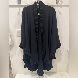 Hawick of Scotland Cashmere Black Ruffled Women's Sweater